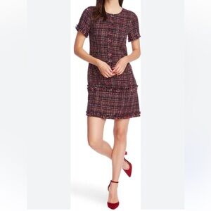 COURT & ROWE Preppy Tweed Fringe Trim dress